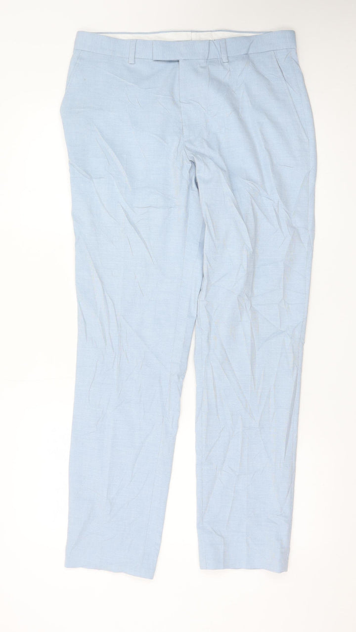 Marks and Spencer Men's Blue Regular Fit Chino Trousers Size 32R