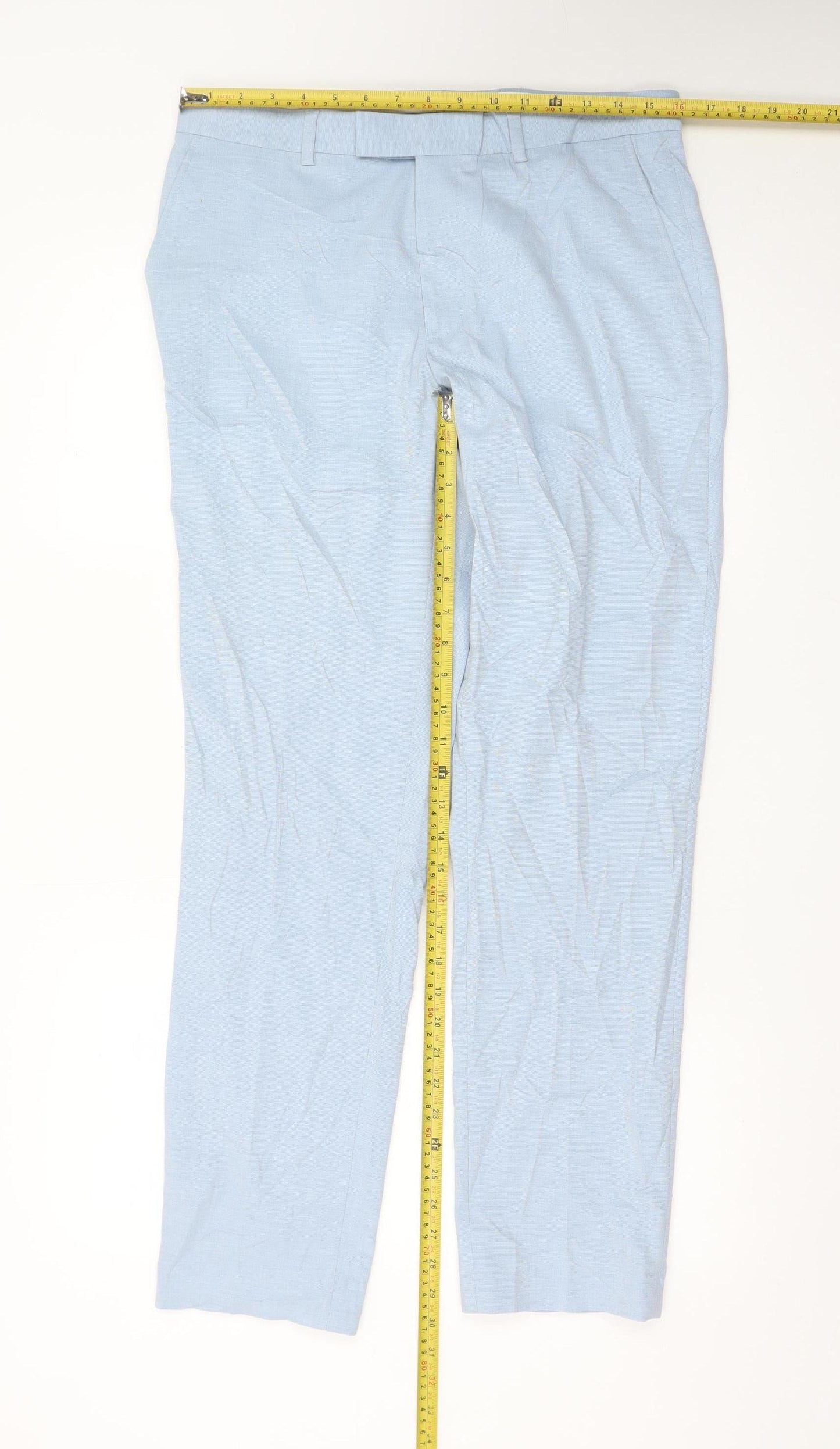 Marks and Spencer Men's Blue Regular Fit Chino Trousers Size 32R