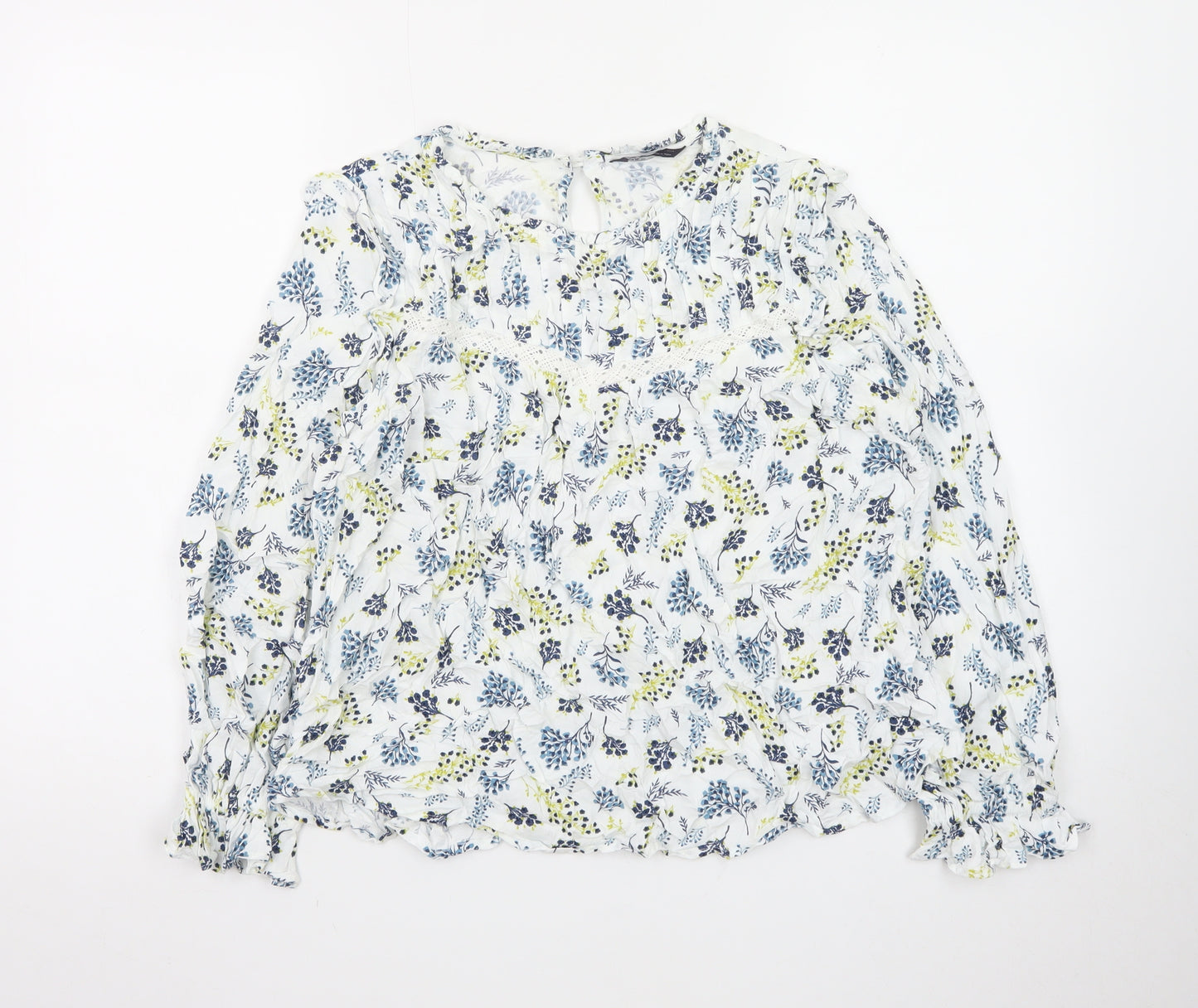 Marks and Spencer Womens Blue Floral Long Sleeve Blouse Size 16