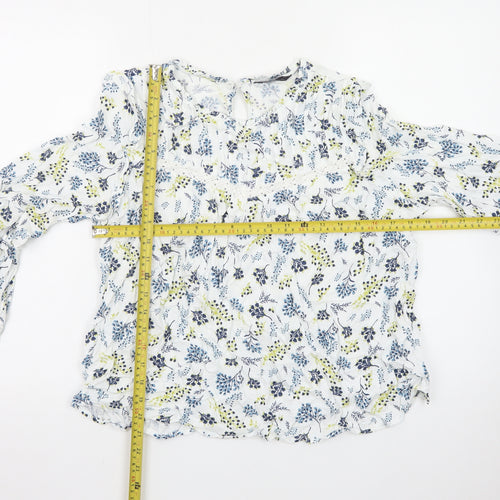 Marks and Spencer Womens Blue Floral Long Sleeve Blouse Size 16