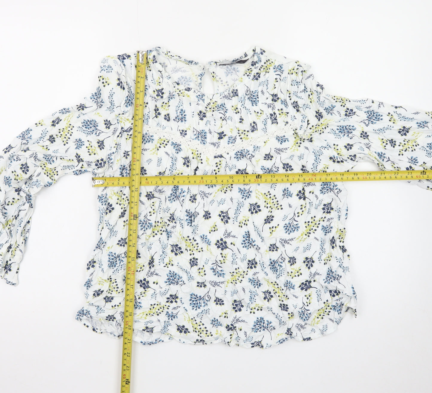 Marks and Spencer Womens Blue Floral Long Sleeve Blouse Size 16