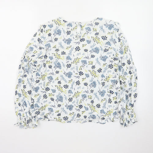 Marks and Spencer Womens Blue Floral Long Sleeve Blouse Size 16