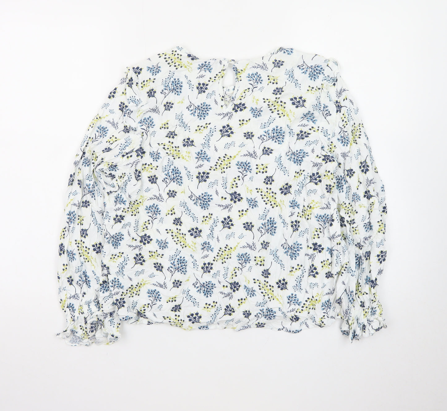 Marks and Spencer Womens Blue Floral Long Sleeve Blouse Size 16