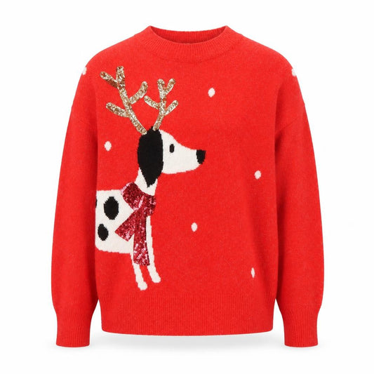 Front view of Tu women’s red dog christmas jumper, size UK 14, crew neck pullover