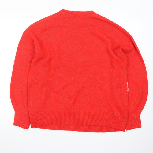 Tu Womens Red Dog Christmas Jumper Size 14 Crew Neck Pullover