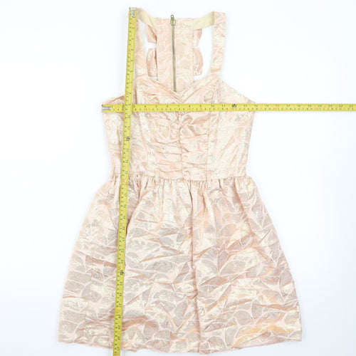 River Island Women’s Beige Jacquard Fit & Flare Dress Size 6