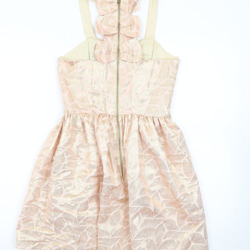 River Island Women’s Beige Jacquard Fit & Flare Dress Size 6