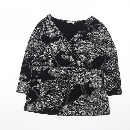 Marks and Spencer Women’s Black Floral Wrap Blouse UK 18