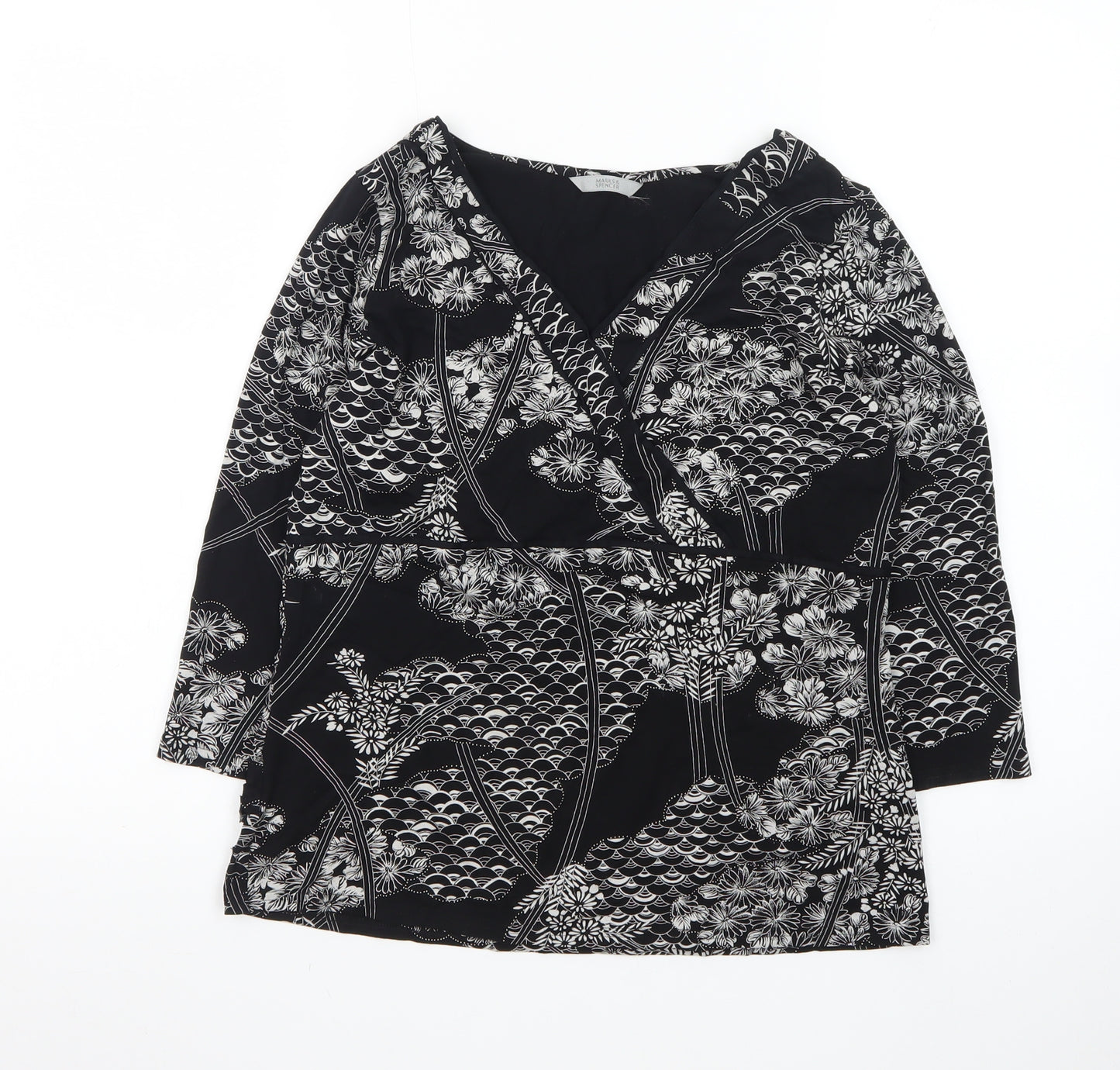 Marks and Spencer Women’s Black Floral Wrap Blouse UK 18