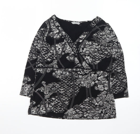 Marks and Spencer Women’s Black Floral Wrap Blouse UK 18