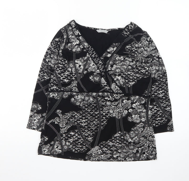 Marks and Spencer Women’s Black Floral Wrap Blouse UK 18