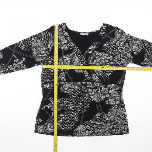 Marks and Spencer Women’s Black Floral Wrap Blouse UK 18