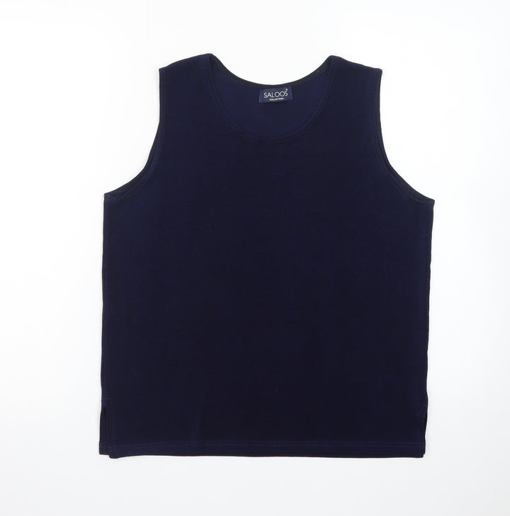 Saloos Women’s Blue Sleeveless Basic Jersey Tank Top M