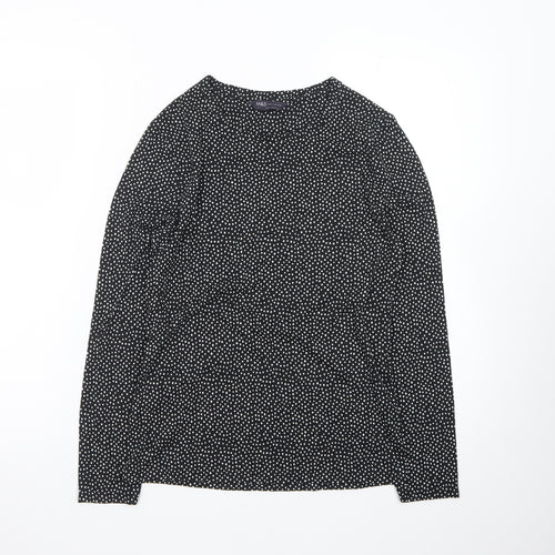 Marks and Spencer Womens Black Polka Dot Long Sleeve Jersey Top Size 8