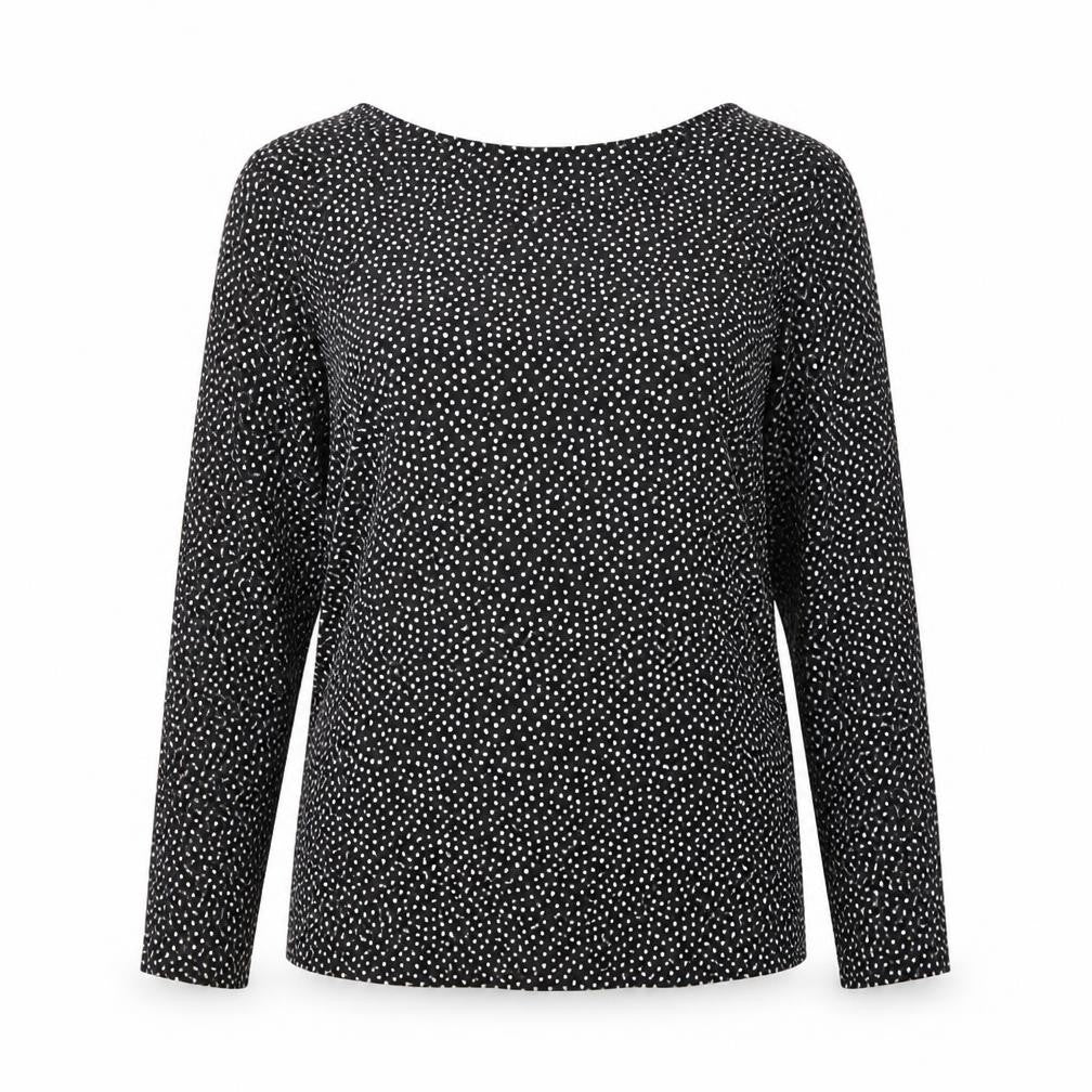 Marks and Spencer Womens Black Polka Dot Long Sleeve Jersey Top Size 8