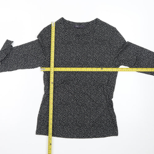 Marks and Spencer Womens Black Polka Dot Long Sleeve Jersey Top Size 8