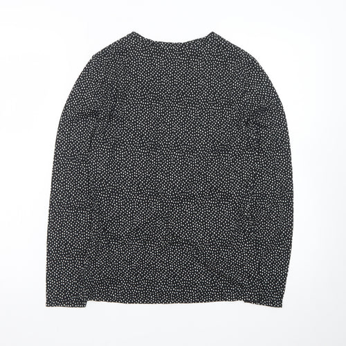 Marks and Spencer Womens Black Polka Dot Long Sleeve Jersey Top Size 8
