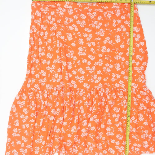 Marks and Spencer Women's Orange Floral A-Line Skirt Size 22