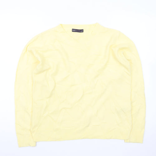 Marks and Spencer Women Yellow Crew Neck Cotton Jumper Size 14