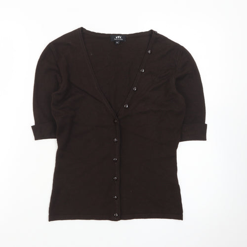 Marks and Spencer Women Brown Button-Up Knit Top Size 10