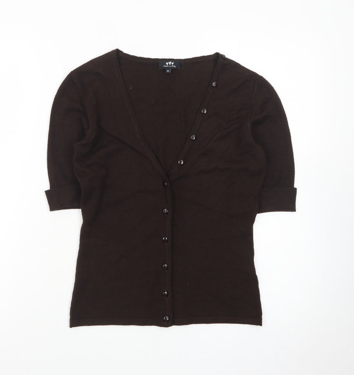 Marks and Spencer Women Brown Button-Up Knit Top Size 10