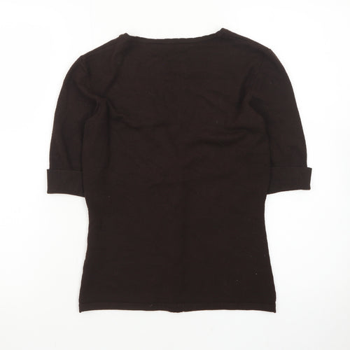 Marks and Spencer Women Brown Button-Up Knit Top Size 10