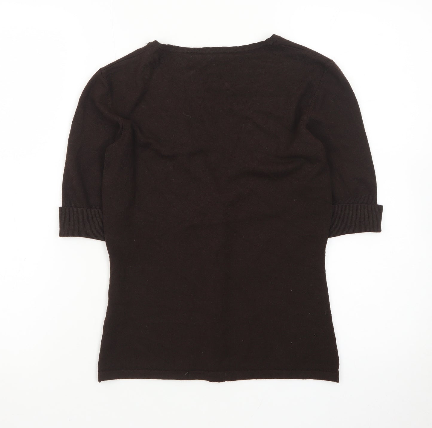 Marks and Spencer Women Brown Button-Up Knit Top Size 10