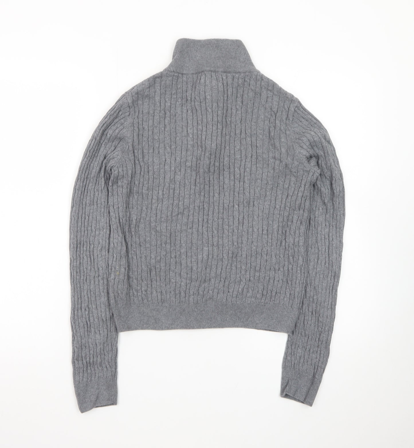 Jones New York Men's Grey Large 1/4 Zip Cable-Knit Cotton Jumper