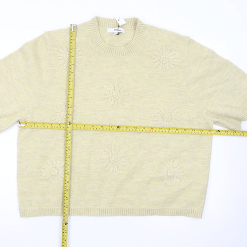 Marks and Spencer Women's Beige Knit Short Sleeve Jumper L