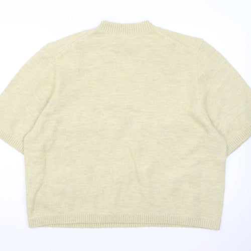 Marks and Spencer Women's Beige Knit Short Sleeve Jumper L