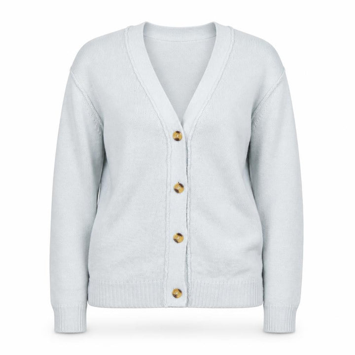 Boohoo Women’s Grey V-Neck Button Cardigan Size L