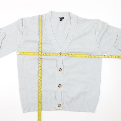 Boohoo Women’s Grey V-Neck Button Cardigan Size L