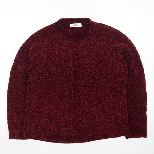 Classic Women's Burgundy Chenille Knit Jumper M