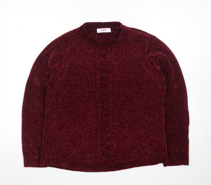 Classic Women's Burgundy Chenille Knit Jumper M