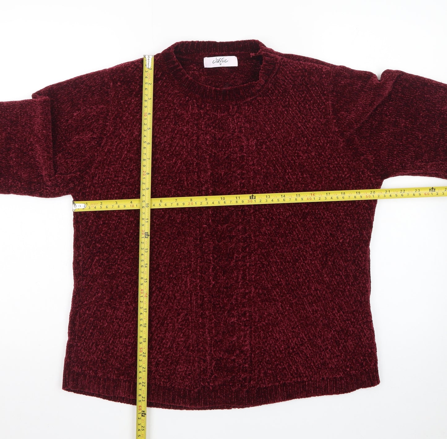 Classic Women's Burgundy Chenille Knit Jumper M