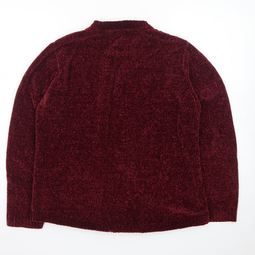 Classic Women's Burgundy Chenille Knit Jumper M