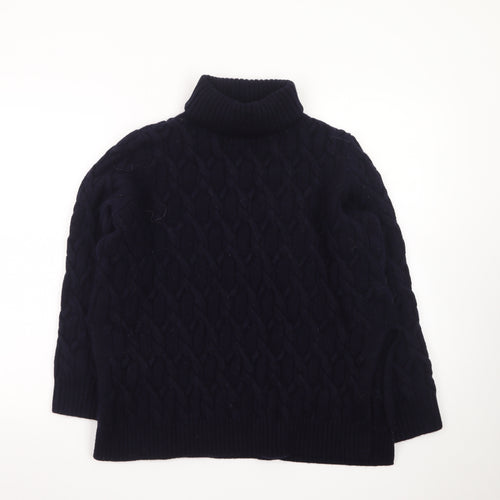 COS Women Black Wool Cable-Knit Roll Neck Jumper Size 12