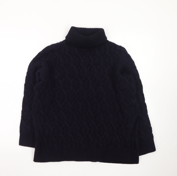 COS Women Black Wool Cable-Knit Roll Neck Jumper Size 12