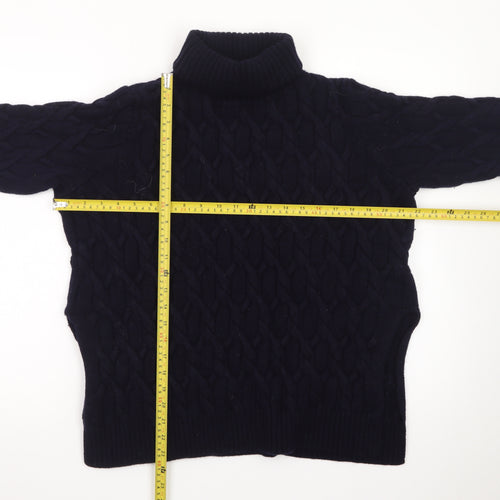 COS Women Black Wool Cable-Knit Roll Neck Jumper Size 12