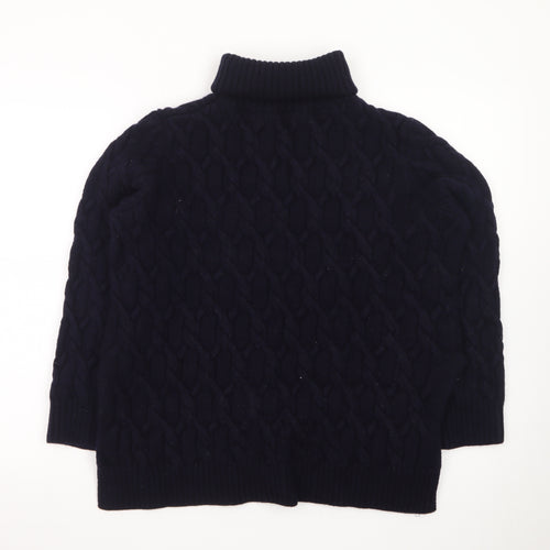 COS Women Black Wool Cable-Knit Roll Neck Jumper Size 12
