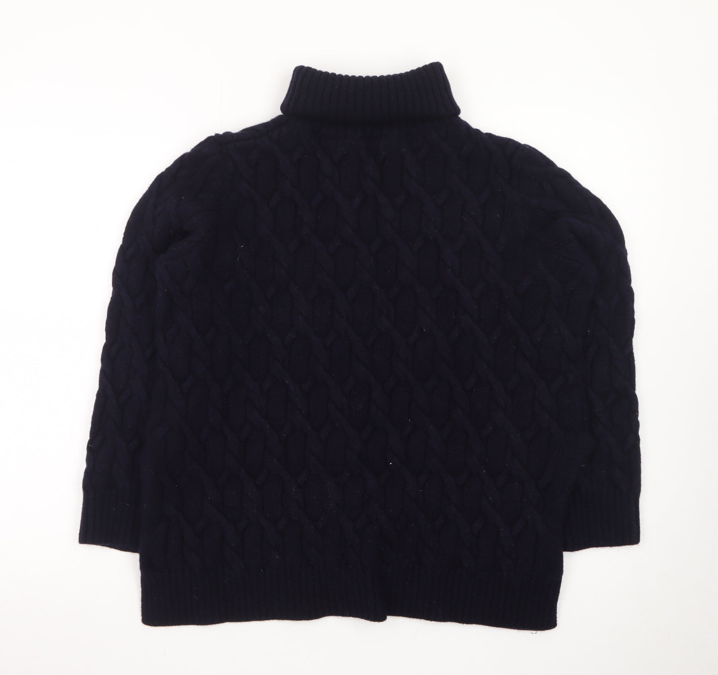 COS Women Black Wool Cable-Knit Roll Neck Jumper Size 12