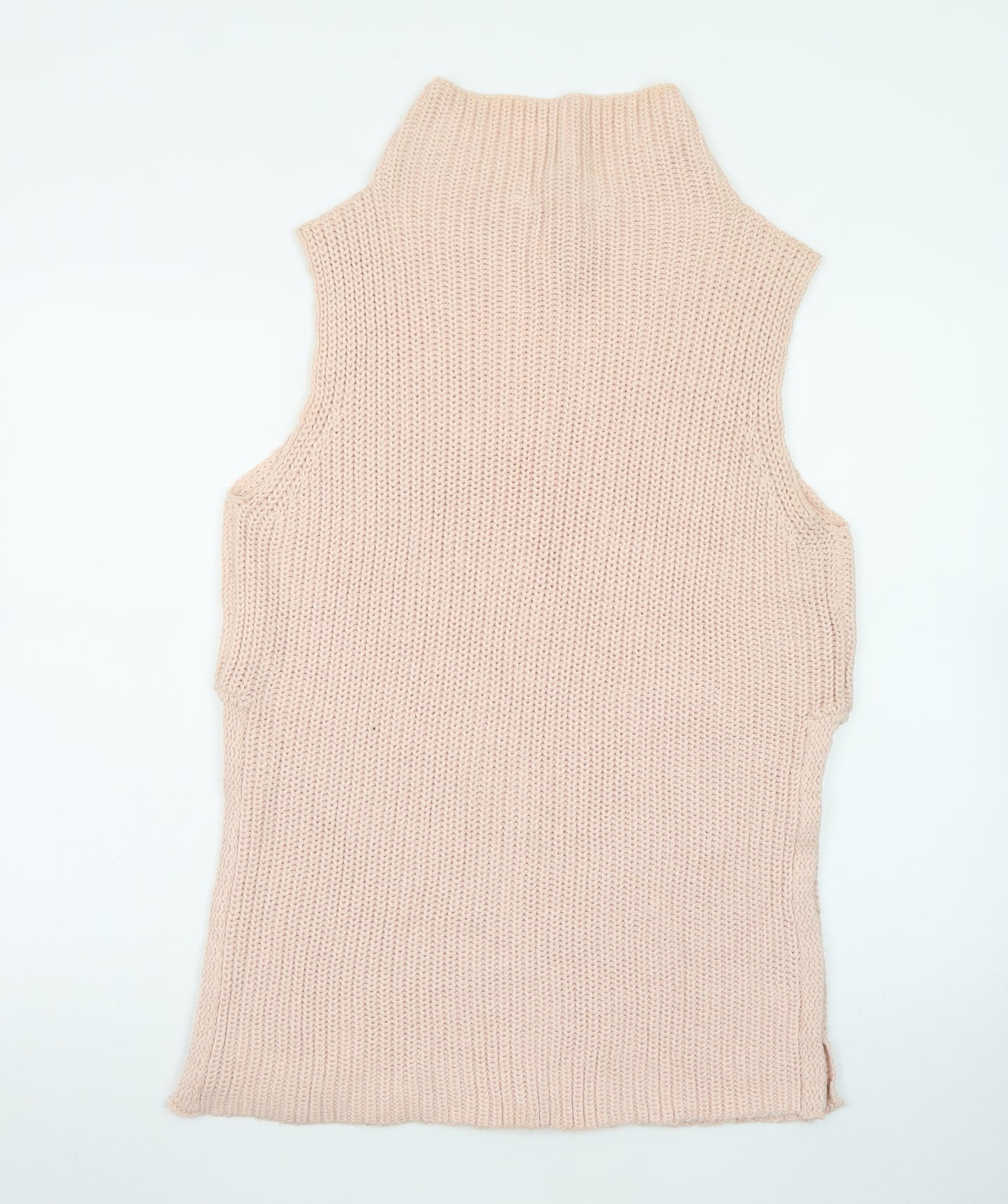 Seven Sisters Women's Beige Sleeveless High Neck Knit Vest Jumper M