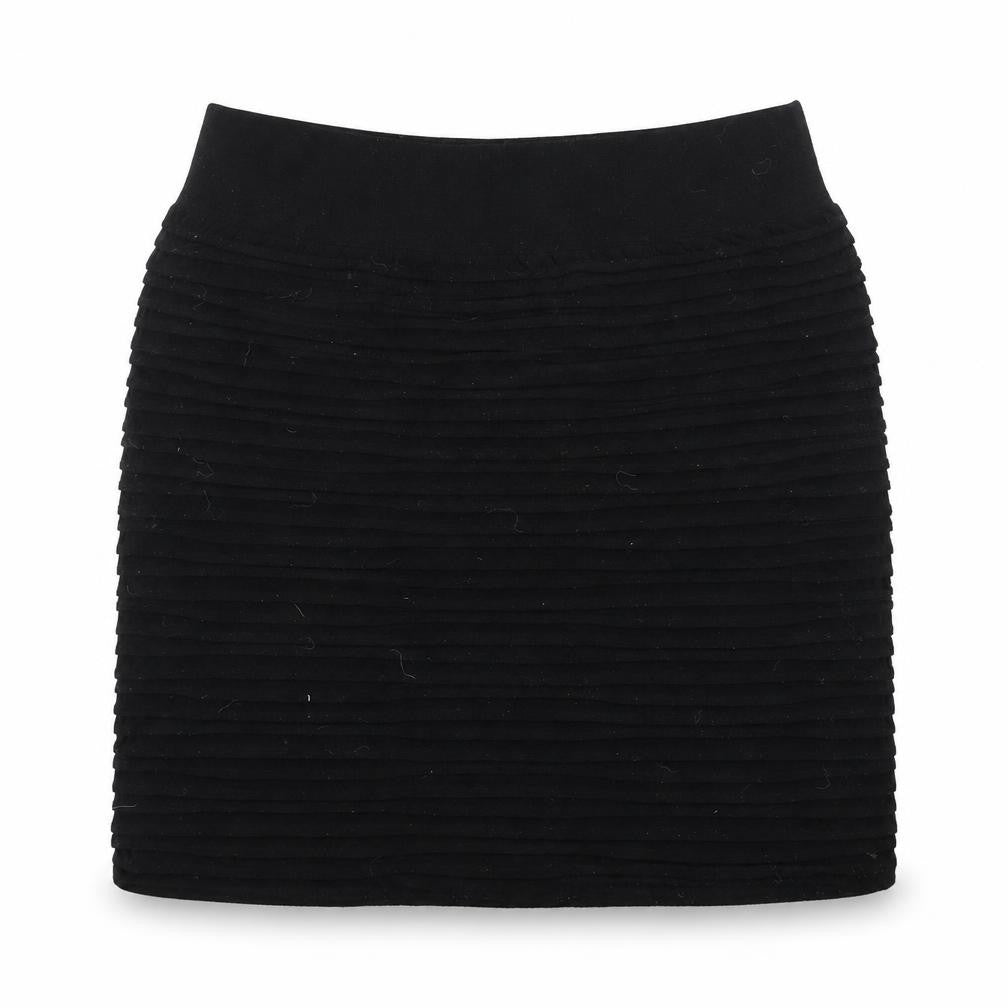 Front view of Nutshell Women Black Mini Straight Skirt Nylon Blend F/S