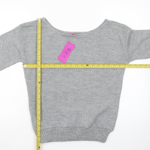 RMB Womens Grey Acrylic Knit Boat Neck Pullover Jumper Size M