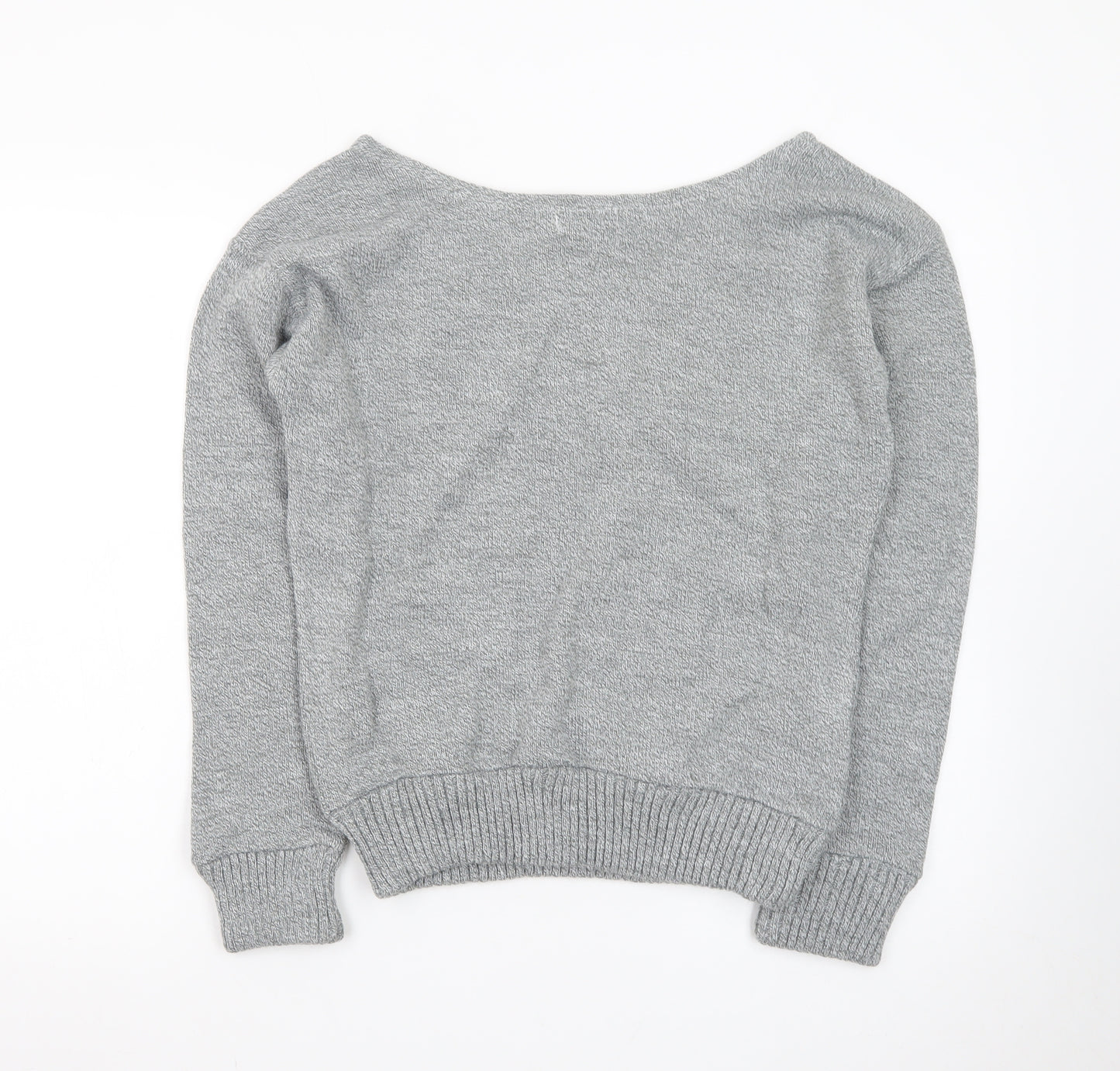 RMB Womens Grey Acrylic Knit Boat Neck Pullover Jumper Size M