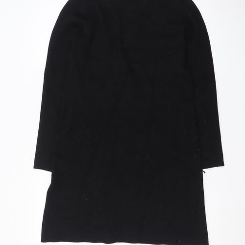 Zara Women Black Knit Shift Dress Size S Long Sleeve Pockets