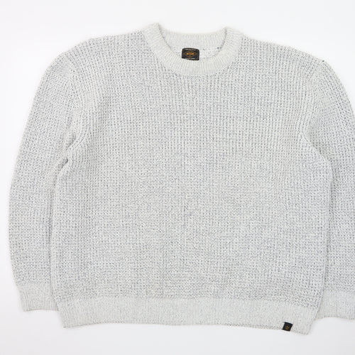 Next Men Grey Chunky Knit Crew Neck Pullover Jumper 2XL