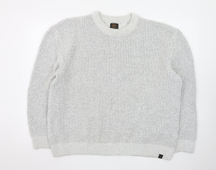 Next Men Grey Chunky Knit Crew Neck Pullover Jumper 2XL
