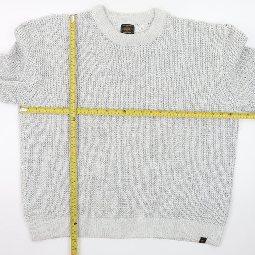 Next Men Grey Chunky Knit Crew Neck Pullover Jumper 2XL