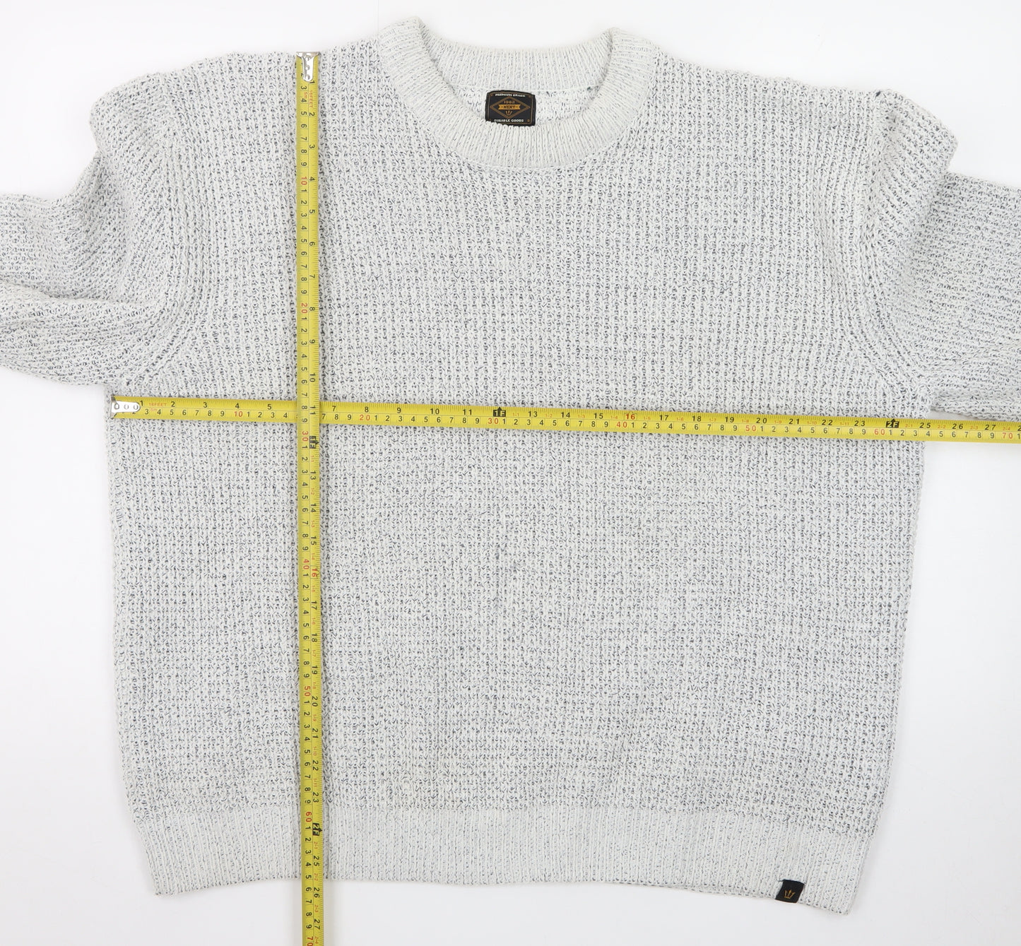 Next Men Grey Chunky Knit Crew Neck Pullover Jumper 2XL